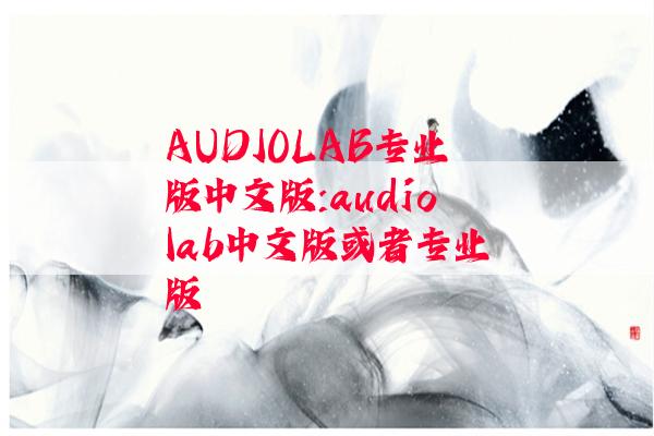 AUDIOLAB专业版中文版:audiolab中文版或者专业版