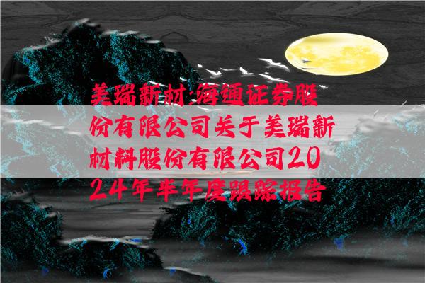 美瑞新材:海通证券股份有限公司关于美瑞新材料股份有限公司2024年半年度跟踪报告